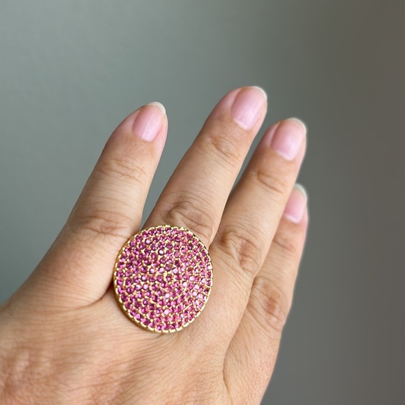 🖤Pink crystal pave ring by COACH - Picture 1 of 11